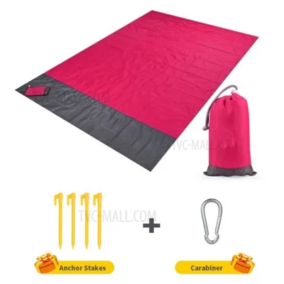 140*200cm Picnic Mat Outdoor Camping Hiking Waterproof Beach Blanket Pad - Red+Grey
