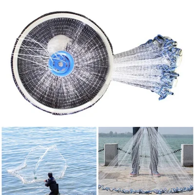 2.4m / 4.2m Diameter Fishing Cast Net Throw Bait Trap Fish Net - 2.4m Diameter