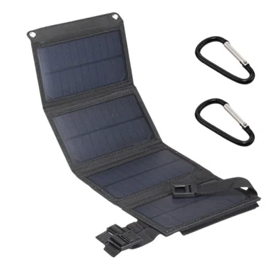 20W Foldable Solar Panel Portable Power Station Generator USB Charger - Black