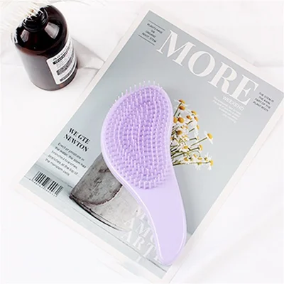 Hairdressing Hair Brush Magic Handle Detangling Shower Massage Comb - Purple