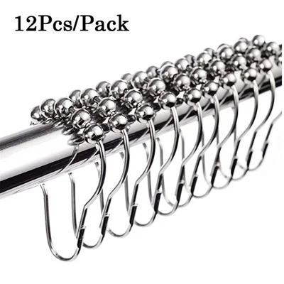 12Pcs Bath Shower Curtain Rings Rust-Resistant Metal Shower Curtain Hooks