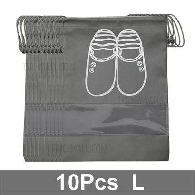 10Pcs Shoe Storage Bag Closet Organizer Shoes Pouch Pocket - Light Grey/L/32*44cm