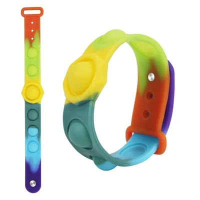 Stress Relief Wristband Toy Wearable Push Pop Bubble Silicone Bracelet Toy - Colorful