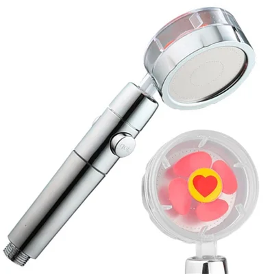 Adjustable Anti-Clogging High-Pressure Shower Head Nozzles Showerhead - Silver/Red