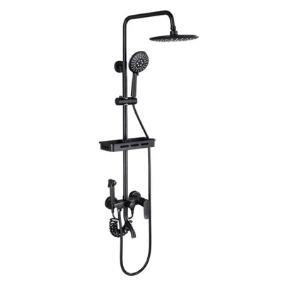 For Bathroom Shower 360° Rotation High Pressure Shower Head Set Sprayer Kit - Black