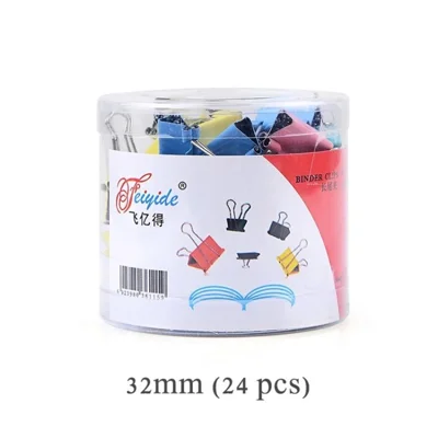 FEIYIDE School Office Supplies Document File Bill Binder Clips Paper Clamp - Colorful/32mm/24Pcs