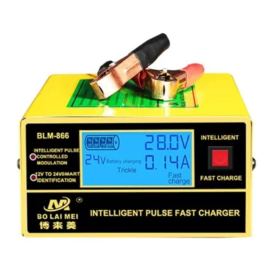 BOLAIMEI BLM-866 12V/24V Car Battery Charger Automotive Maintainer Trickle Charger for Car Boat Marine - Yellow/US Plug