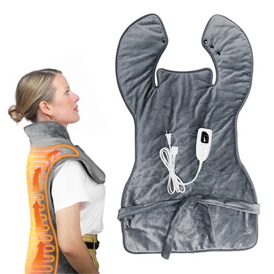 Electric Heating Pad with 6 Level Heat Settings for Back Neck Shoulder Pain Relief (With UL CE PSE ROHS) - Grey / EU Plug