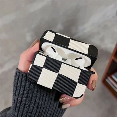 For Apple AirPods Pro/1/2/3/with Charging Case (2016)/with Wireless Charging Case (2019)/with Charging Case (2019) Earphone Box Cover Checkerboard Silicone Case - For AirPods Pro