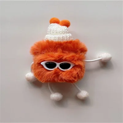 For Apple AirPods Pro/1/2/3/with Charging Case (2016)/with Wireless Charging Case (2019)/with Charging Case (2019) Earphone Box Cover Plush Monster Doll Bluetooth-compatible Earbud Case - Orange/For AirPods 3