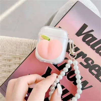 For Apple AirPods Pro/1/2/3/with Charging Case (2016)/with Wireless Charging Case (2019)/with Charging Case (2019) Earphone Box Case Pinch Peach Bluetooth-compatible Earbuds Cover - For AirPods 1/2