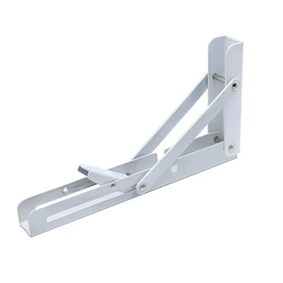 2Pcs Folding Shelf Bracket Wall Mount Triangle Support 8" Table Heavy Duty Folding Brackets - White / 8 inch