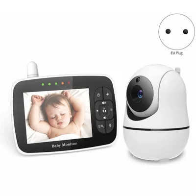 SM935E Video Baby Monitor 3.5-inch Screen 200m Long Range Auto Night Vision Temperature Sensor Power Saving - White/EU Plug