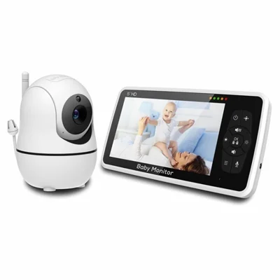 SM50 5-inch HD Baby Monitor 2 Way Audio Temperature Monitoring Night Vision Baby Security Camera - Black/EU Plug
