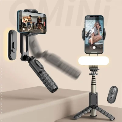 CYKE Q09 Stabilisateur pour Téléphone Cardan Monodirectionnel avec Bluetooth Anti-Flou pour Streaming en Direct / Photographie