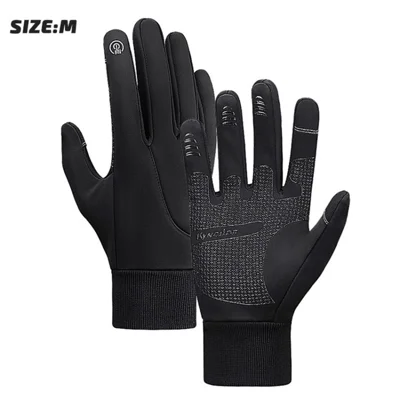 KYNCILOR A0006 Winter Waterproof Thermal Gloves with Touchscreen Fingers Anti-Slip Grip for Runing Cycling - Black / M