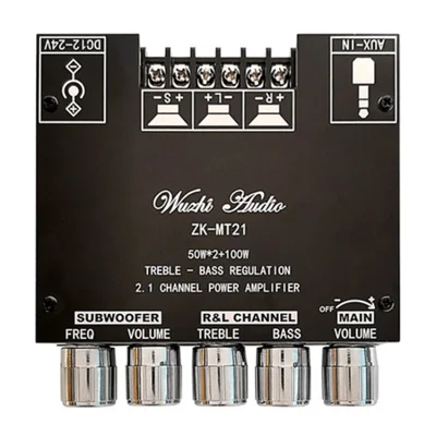 ZK-MT21 Bluetooth-compatible Power Amplifier Board 50Wx2+100W Audio Stereo AMP AUX Amplifier Module - Black