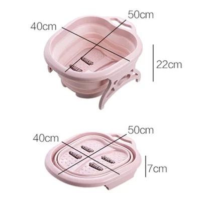 Foot Tub Foldable Spa Pedicure Bucket Massage Bath Soak Feet Tub - Pink