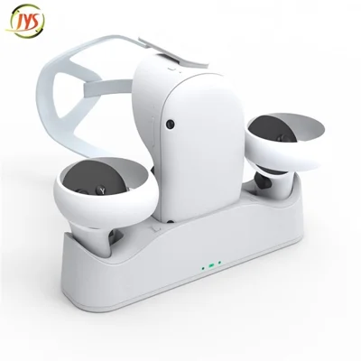 JYS Charging Dock for Oculus Quest 2 Headset Stand Controller Mount with Batteries - White