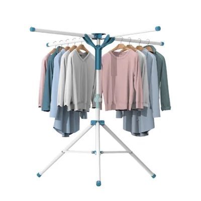 Foldable Laundry Hanger Clothes Drying Rack Stand - Blue/Y-Shaped/4-Pole