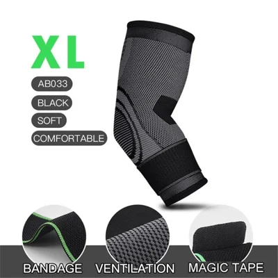 KYNCILOR AB033 Kompressionsarmstøtte Albuestøtte Beskyttelse til Volleyball Tennis Bandage - Sort/XL