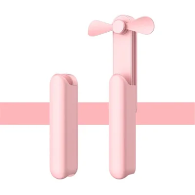 HZ006 Uitschuifbare Handventilator Telefoon Powerbank 3 Snelheidsmodi Persoonlijke Tafelventilator met Ingebouwde 2000mAh Batterij - Roze