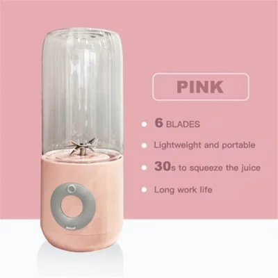 500ml Portable Blender Personal Juicer Cup USB Charging for Shakes and Smoothies (BPA-free, No FDA Certificated) - Pink