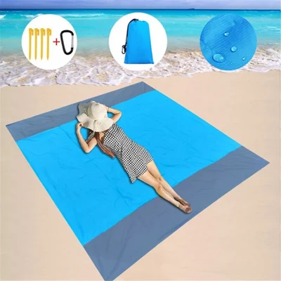 Beach Blanket 210x200cm Large Sandproof Waterproof Beach Mat Portable Lightweight Outdoor Blanket for Beach Travel Picnic Camping - Blue
