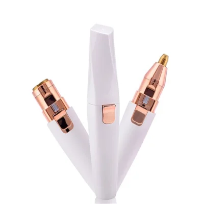 BZ-202 Eyebrow Hair Remover 2-in-1 Electric Painless Lady Shaver Trimmer Epilator Lip Nose Facial Razor - White