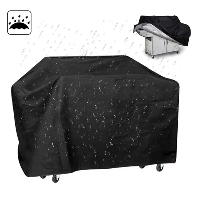 420D Oxford Fabric Waterproof BBQ Grill Cover UV Protection Outdoor Barbecue Grill Cover with Drawstring - Black / 150x100x60cm