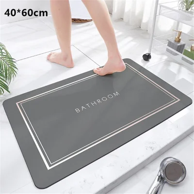 Soft Non-Slip Bathroom Carpet Water Absorption Fast Drying Bath Floor Mat - Dark Grey/40x60cm
