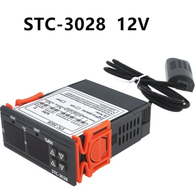 STC-3028 12 V Temperaturregulator Termostat Fuktighetsreglering för Kylskåp Varmvattenberedare Termometer Fuktmetrar