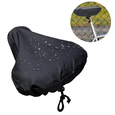 Waterproof Bicycle Saddle Cover Bike Seat Cushion Rain Cover with Drawstring - Black