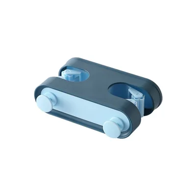 No Drilling Mop Broom Holder with Towel Holder Wall Mounted Broom Clip Mop Gripper - Blue