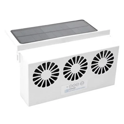 Solar Car Fan Auto Front Rear Window Car Exhaust Fan Car Radiator Fan - White