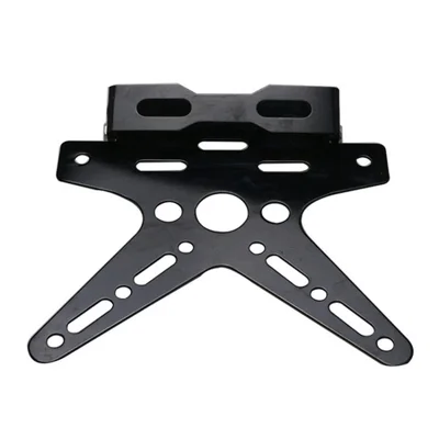 Motorcycle Bike License Plate Holder Frame Adjustable License Bracket E-bike Modified Accessories - Black
