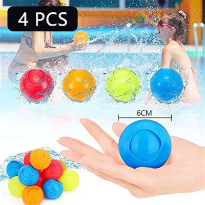 4Pcs Reusable Water Bombs Quick Fill Water Balloons Splash Soaker Water Fight Toy for Pool Party