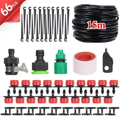 Water-saving Lawn Auto Irrigation Watering Kit Garden Irrigation System for Vegetable Fruit Watering - 15m Pipe Set