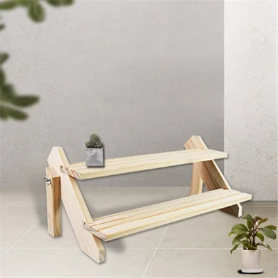 Ladder Plant Rack Stand Flower Pant Pot Hoder Woden Display Shelf Bookshelf - 2 Tier