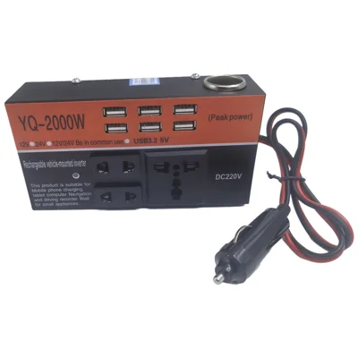 2000W Universal Car Power Inverter 12V 24V DC to 220V AC USB Car Phone Charger Multi-Port Vehicle Inverter