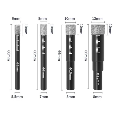 5-12mm Diamond Drill Bit Set for Marble Granite Ceramic Glass Tile Stone - 6-8-10-12 mm