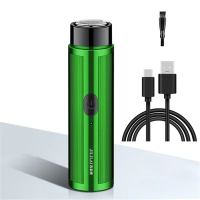 JILILAI Mini Men's Electric Shaver Rechargeable Rotary Automatic Razor Face Trimmer - Green