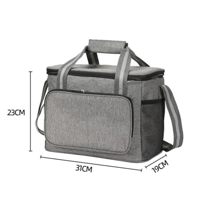 15L Lunch Bag Insulated Large Capacity Waterproof Handbag Camping Meal Thermal Bag - Grey