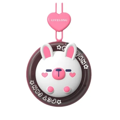 GIVELONG Portable Hanging Neck Fan Wearable Personal Fan 1200mAh Battery Operated USB Rechargeable Desktop Fan - White
