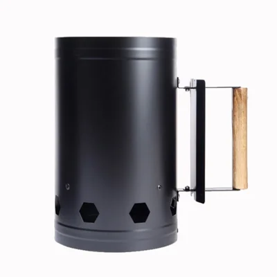 BBQ Charcoal Grill Chimney Starter Fast Fire Starter Bucket for Outdoor Barbecue - Black
