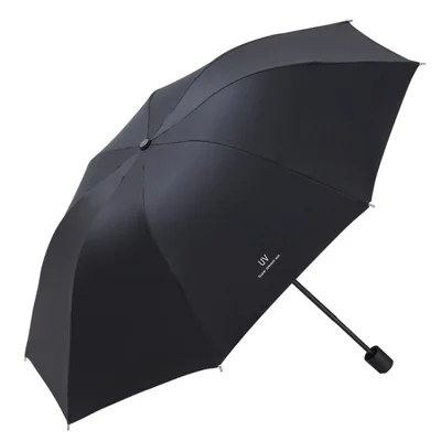 Anti-UV Umbrella Portable Folding Umbrella Travel Sun Rain Umbrella Gifts for Men Women - Normal / Black