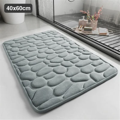 Soft Memory Foam Bath Mat Non-Slip Absorbent Bathroom Rug Machine Washable Bath Carpet - Grey / 40x60cm