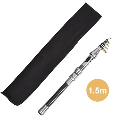 27593 Mini Telescopic Fishing Rod Carbon Fiber Fishing Pole for Travel Saltwater Freshwater Fishing - 1.5m