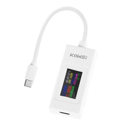 KOWSI KWS-066C DC 4-30V Type-C Voltage Tester 2-Way Timing Ammeter Digital Monitor Cutoff Power Indicator - White
