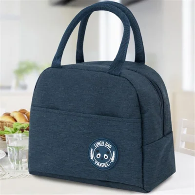 Lunch Bento Bag Zippered Design Durable Insulation Bag Tote Bag Handbag with Handle - Cyan